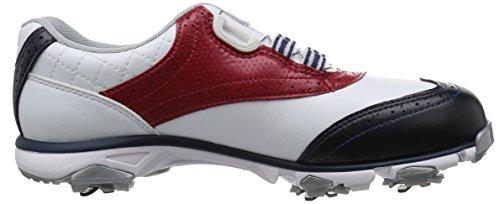 Mizuno Nexlite 003 Boa Spike Golf Shoes, 3E, Women's, White, Red, and Navy, Size 230 (23cm)