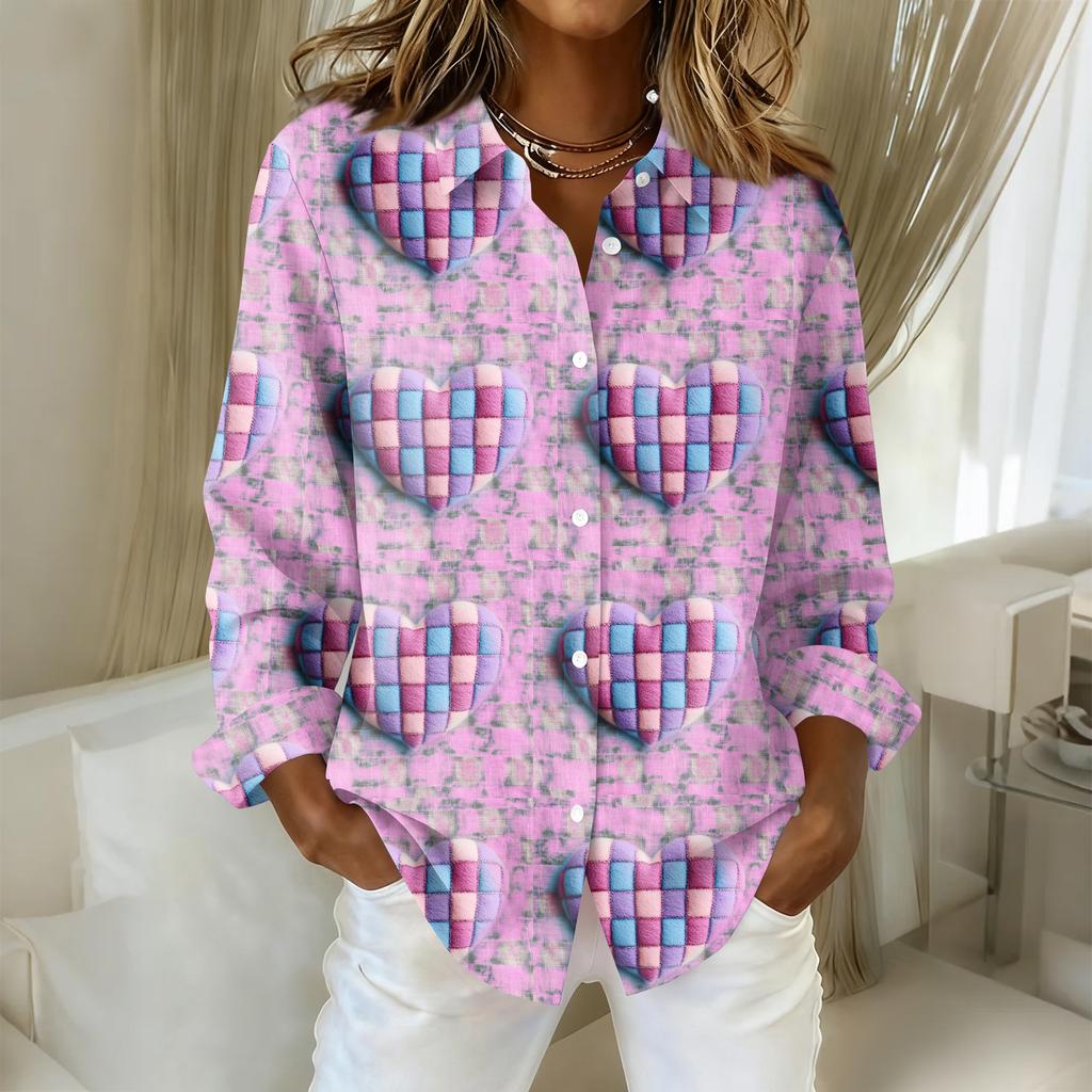 Women's Buttoned Long Sleeved Casual Regular Shirt With Collar Top