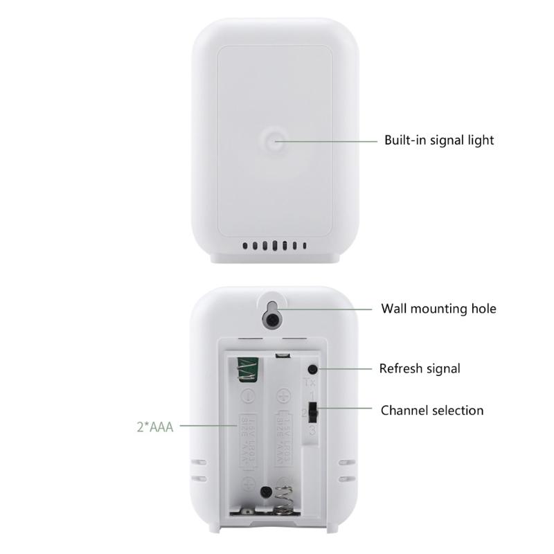 Compact Digital Temperature Humidity Monitor Wall Mountable Wireless Sensor With 24H Data Records And Low Battery Alerts