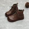 Johnature Enuine Eather Inter Oots Women Hoes Ip Ound Oe Lat With Andmade Leisure Sewing Nkle Ladies Boots