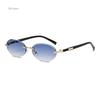 Trendy Rimless Oval Sunglasses Stylish Gradient Lens Outdoor Shades Luxury  Frameless Small Black Vintage Sun Glasses