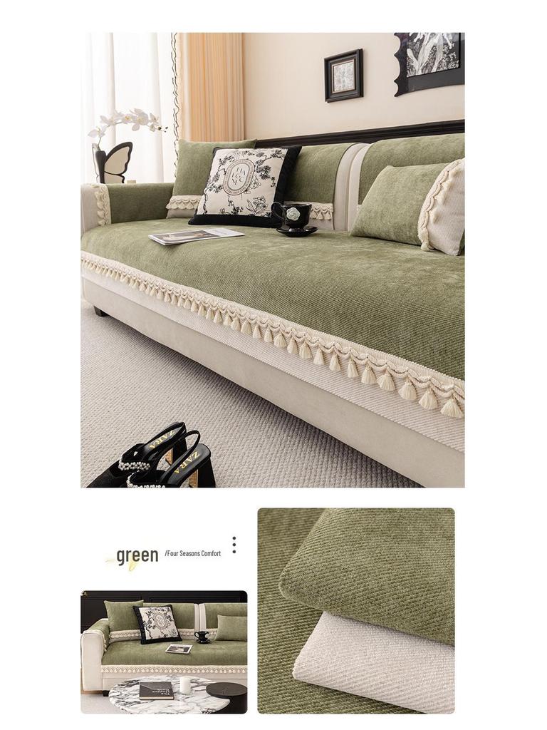 Nordic Style Chenille Sofa Cushion, Universal Non-Slip, Thickened Wear-Resistant Cover for All Seasons.
