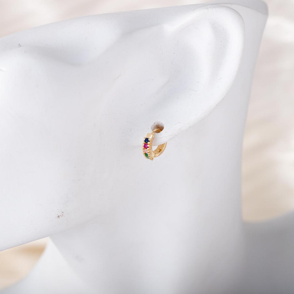 Colored Cubic Zirconia Hoop Earrings: Light Luxury Designer Jewelry for Women