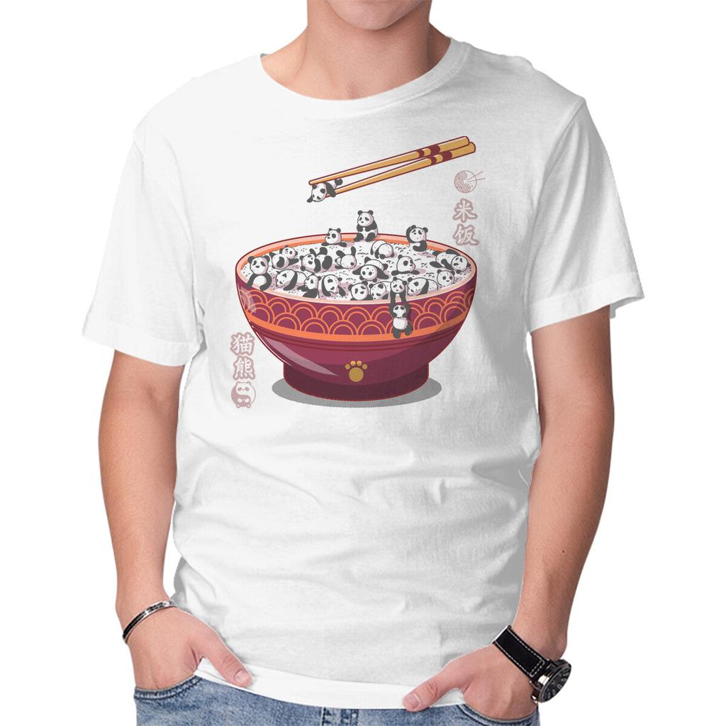 Unisex Crew Neck T-Shirt Panda Rice Graphic Short Sleeve Casual Tee