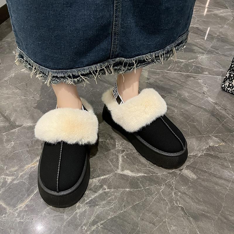 

Зимние теплые домашние меховые тапочки, женские замшевые плюшевые хлопковые туфли для пар, домашние пушистые тапочки для спальни на толстой подошве 38 чёрный