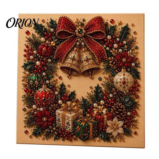 Artistic Relaxation Activities Christmas Faux Pearl Art Kit, Tree Wreath Painting DIY Craft Projects Sparkling Diamond Kit for Adults, Holiday