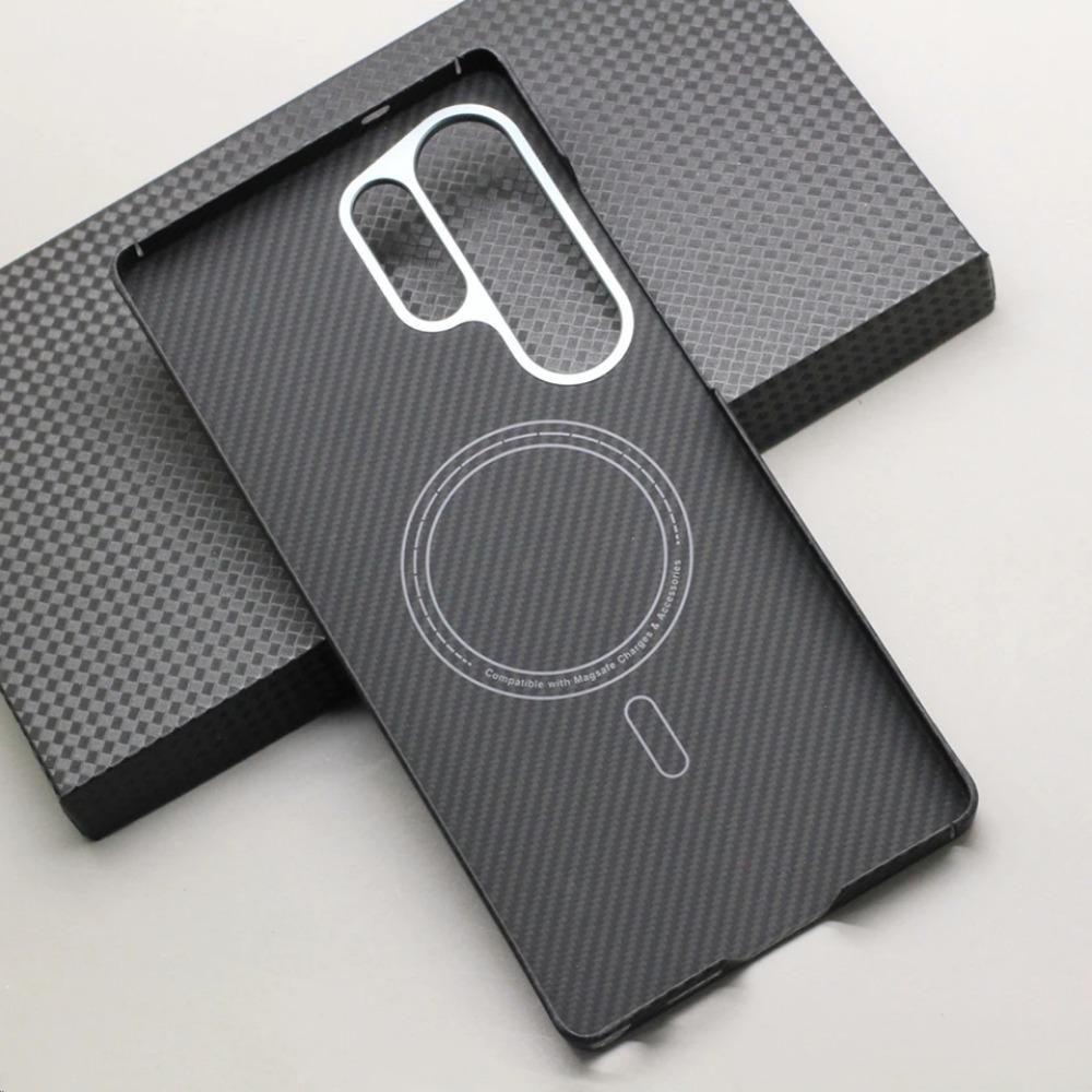Magnetische Handyhülle aus Kohlefaser für Samsung Galaxy S25 Ultra 600D Aramidfaser Magnetisch Stoßfest Schutzhülle S25 Ultra Magsafe Hülle