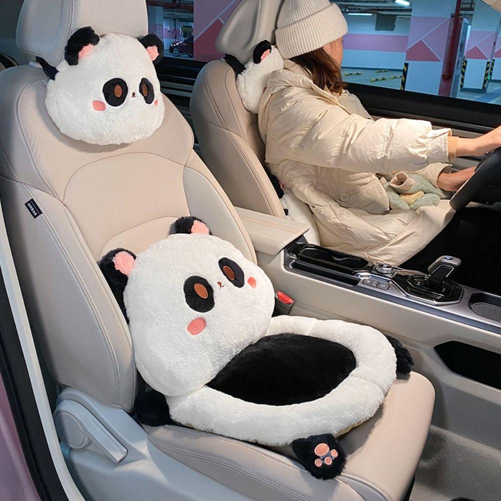 Plush Rabbit Plush Soft Seat Cushion Panda Rabbit Car Headrest Neckpillow  Car Interior Ornaments