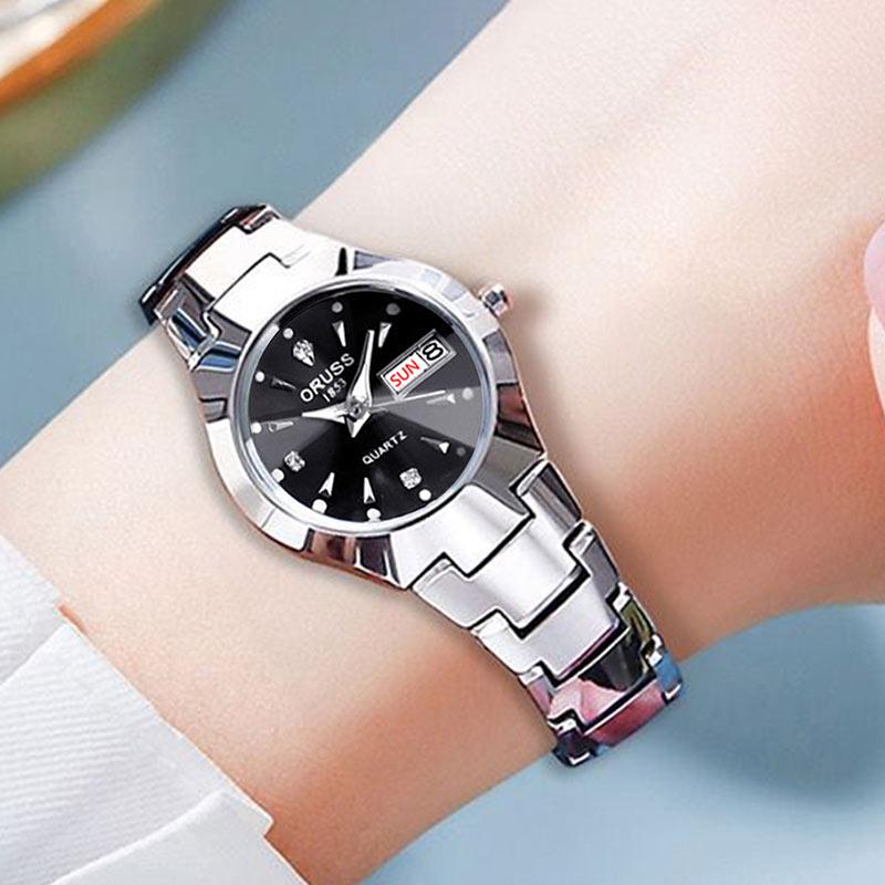 Brand Ladies' Watch High Quality Stainless Steel Waterproof Luminous Pointer Week Calendar Eleganc Women Quartz Watch
