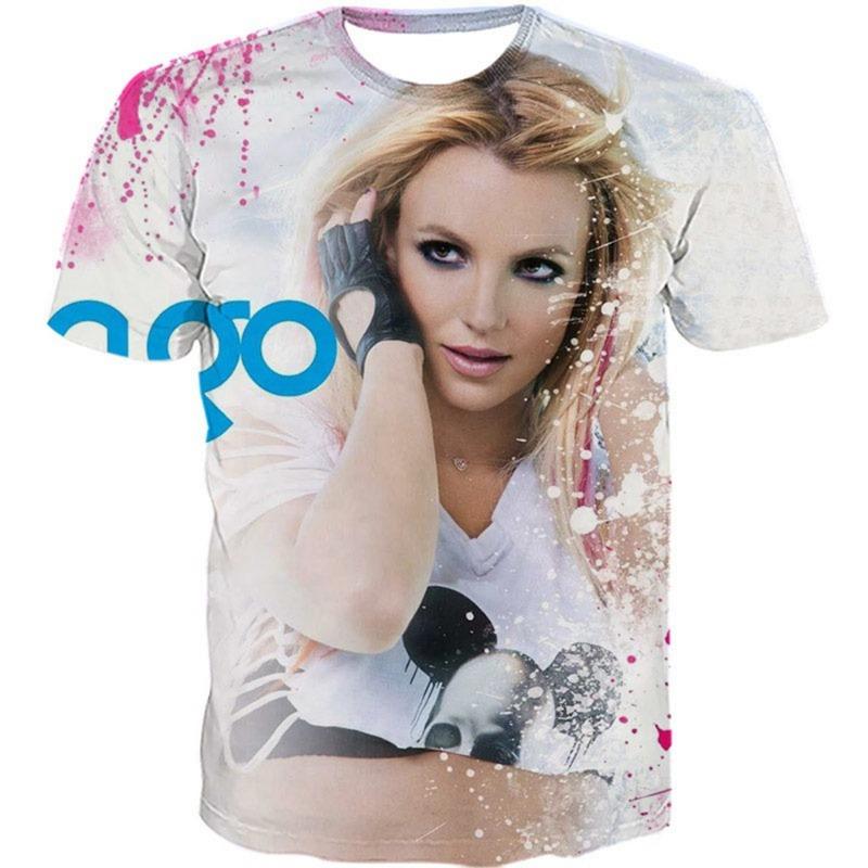 Women/men Summer Fashion 3D Britney Printing T Shirt Casual Short Sleeve Tops Tee Sports Wear Unisex Kids Summer T Shirt