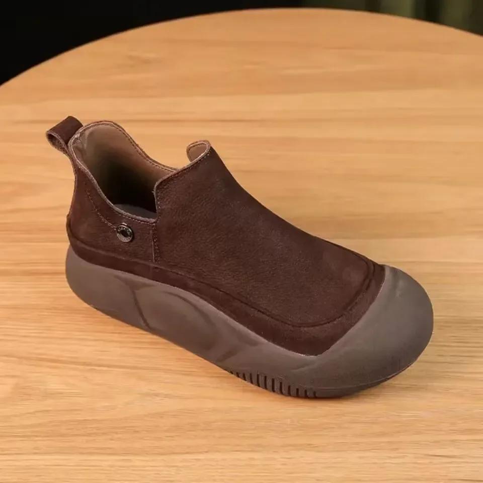 New Women Shoes Platform Flats Goth Boots Chelsea Motorcycle Winter Designer Ankle Fashion Boots Goth Walking Mujer Zapatos