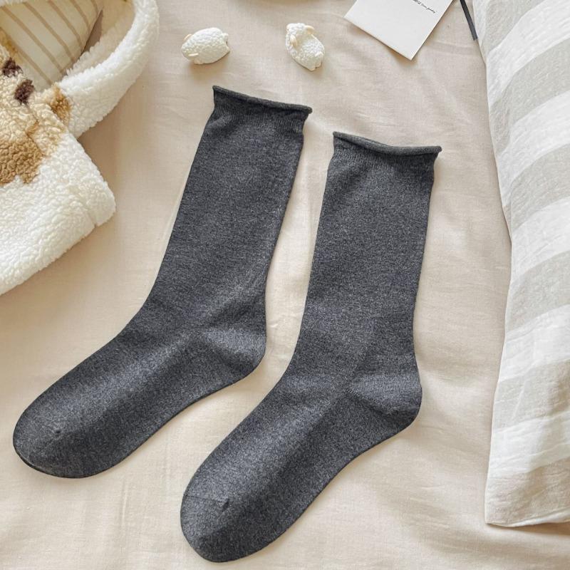 Women's Autumn Warm Simple Solid Color Curled Wool Pile Cotton Socks