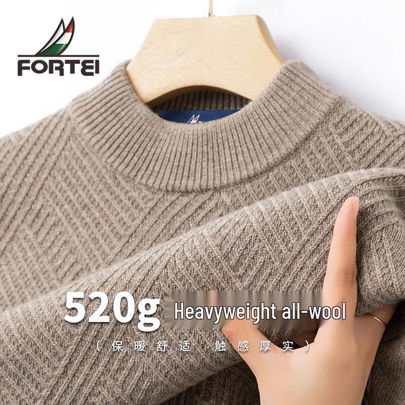 

Futhing Мужской свитер из 100% мериносовой шерсти, тяжелый, с круглым вырезом, зимний 2XL