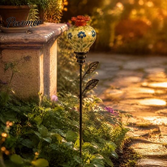 Nature Inspired Outdoor Decor Hummingbird Feeder Garden Stake, Vintage Resin Flower Decorative Feeder, Wild Backyard Wildlife Decoration Bird