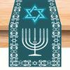 Hanukkah Menorah Linen Table Runner Holiday Party Decor Israel Star of David Table Runners Washable Kitchen Dining Table Decor