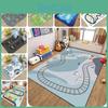 Colorful Cartoon Road Play Mat For Kids Educational Rug Soft Polyester Fiber Design Ideal For Living Room And Nursery