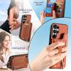 Magnetic Zipper Elastic Wrist Strap Cards Solt Wallet Leather Case For Samsung S25 Ultra S24 Plus S23 A17 A07 kickstand Cover