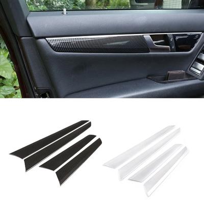 For Mercedes Benz C Class W204 2008 2009 2010 2011 2012 2013 ABS Carbon Texture Interior Door Window Panel Protective Cover