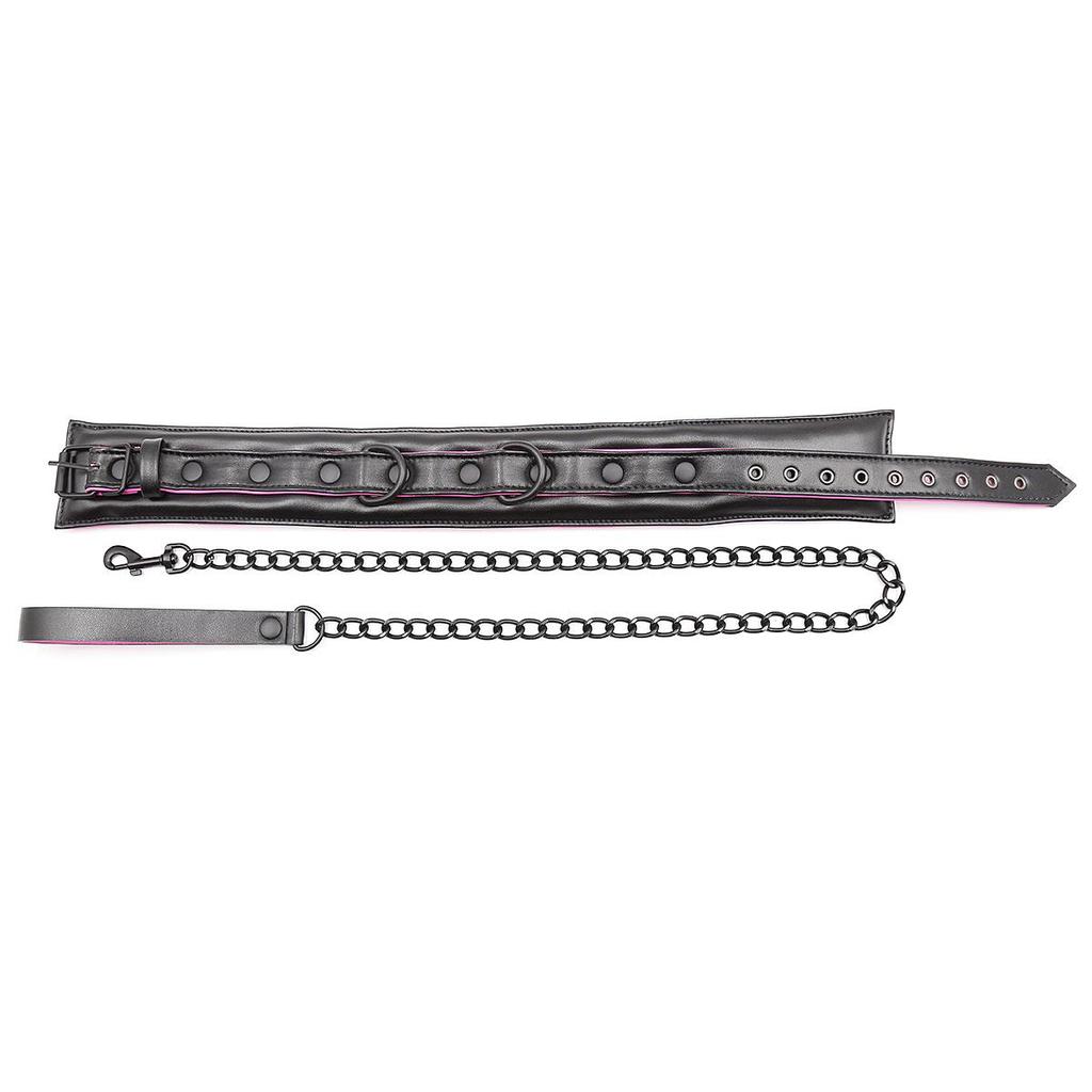 Soft PU Leather Handcuffs and Collar Set with Leash