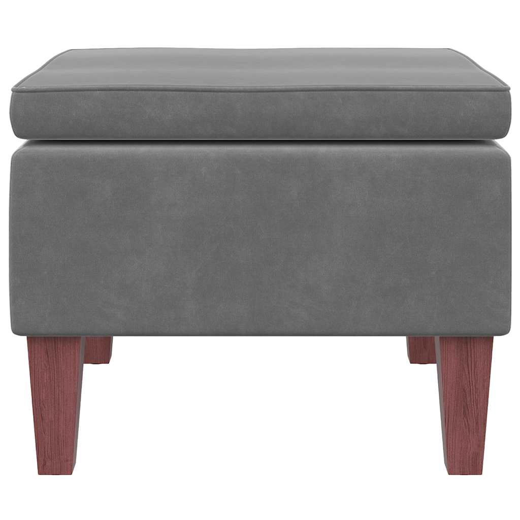 Vidaxl Footstool with Wooden Legs, Dark Gray, Upholstered In Velvet