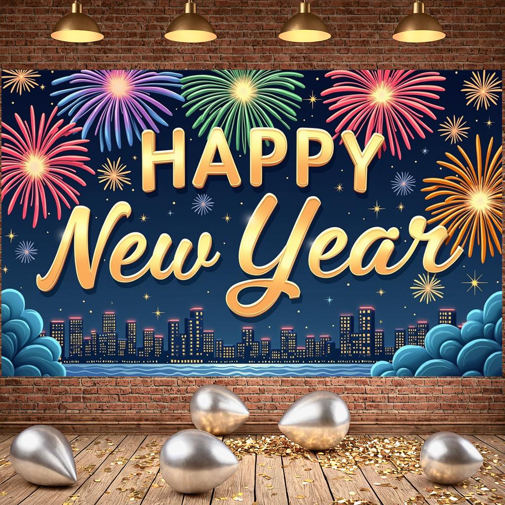 Festive Party Display Night Sky Design Celebration Backdrop Party Display Vibrant Colors Year End Background For Home Party