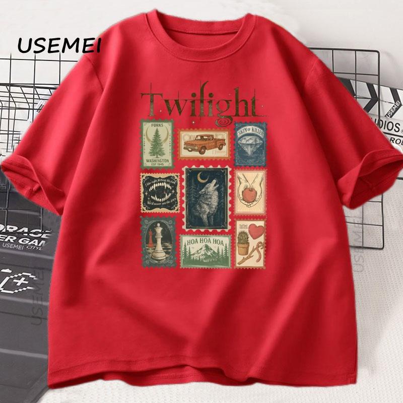 

Винтажная футболка Twilight Forks Хлопковая футболка для любителей книг Мужская Женская футболка Унисекс Одежда Летняя Эстетика Высокое Качество Футболки M