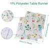 Spring Floral Watercolor Butterfly Colorful Wildflowers Burlap Linen Table Runners for Home Holiday Indoor Outdoor Wedding Party