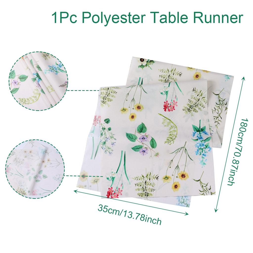 Spring Floral Watercolor Butterfly Colorful Wildflowers Burlap Linen Table Runners for Home Holiday Indoor Outdoor Wedding Party
