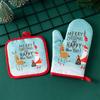 2PCS Christmas Oven Mitts and Pot Holders Set Heat Resistant Microwave Oven Gloves and Potholder for Kitchen Cooking Baking