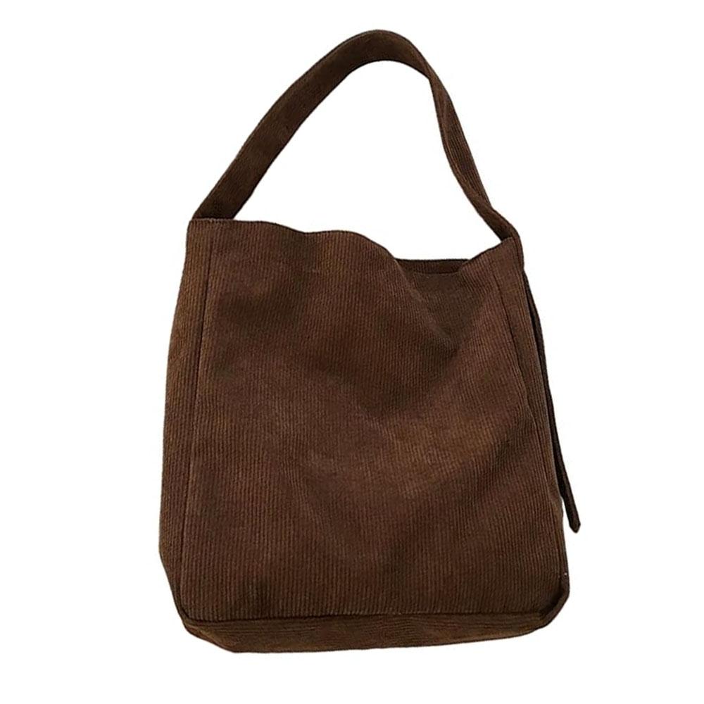 Винтажная вельветовая сумка через плечо большой вместимости, повседневная сумка-ведро под мышку для путешествий, школы и покупок