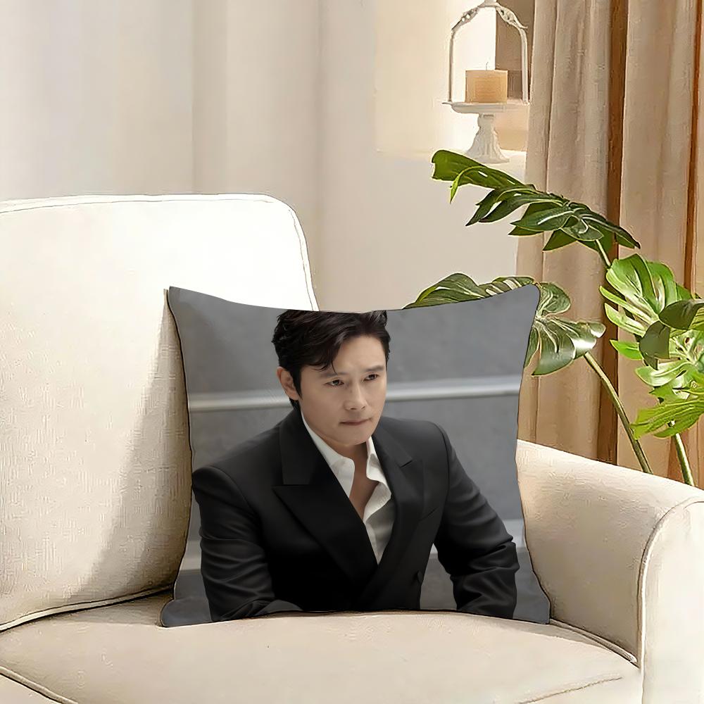 Musife Lee Byung Hun actor Cushion Cover Reversible Plush Pillow Cover Soft Fluffy Home Decor for Sofa Bedroom