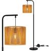 Floor Lamp - NETTLIFE - Retro Arc - Black Rattan - E27 Socket - Height 164 Cm