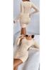 2026 European & American Slim-Fit Ribbed V-Neck Long-Sleeved Hip-Hugging Dress for Spring & Autumn