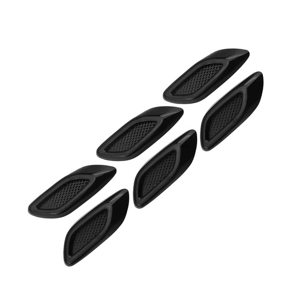 

6pcs Car Trim Decorative Bumper Carbon Fiber Side Vent Decal Truck Auto Motor Hood Vent Accessories