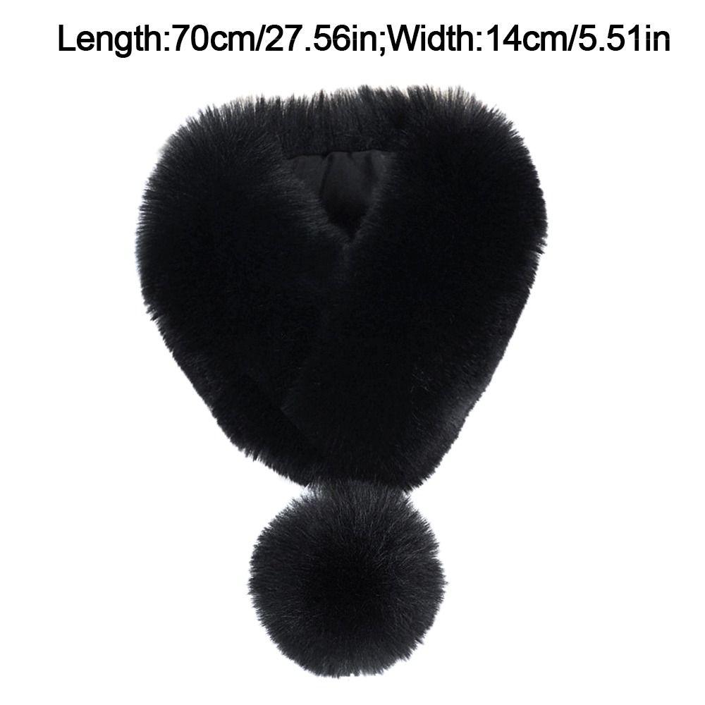 Thickened Winter Scarf Solid Color Faux Fox Fur Collar Neck Warmer Scarf  Cold Weather Accessories