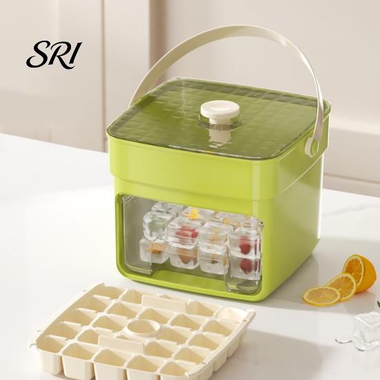 Forma de Gelo Anti-Rachadura Cubo com Liberação por Pressão com Recipiente de Armazenamento e Pá Grande Capacidade Molde de Botão para Congelador à Prova de Vazamento Empilhável Livre de BPA Fabricante Casa