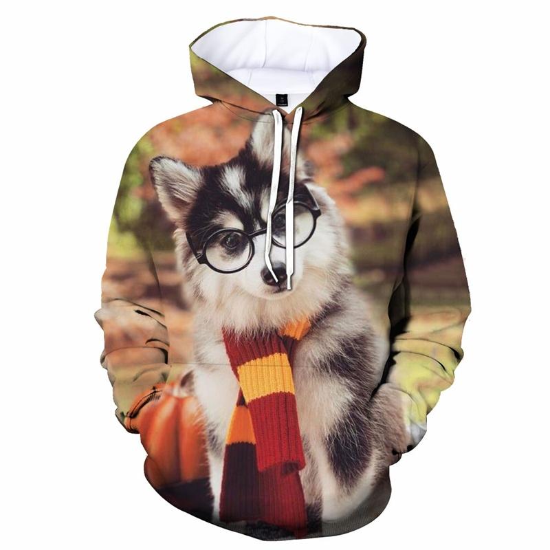 Bluza z kapturem Husky Syberyjski drukowana 3D, bluza z psem, modny męski sweter casualowy na wiosnę i jesień, kurtka streetwearowa