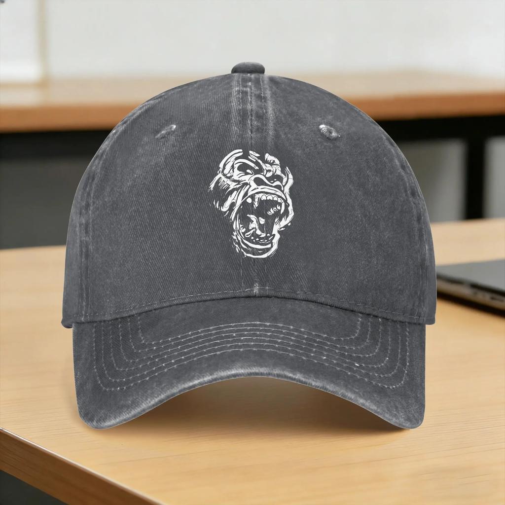 Angry Gorilla Silverback Washed Baseball Cap Casual Sun Trucker Hat Summer UnisexTeens Outdoor Sport Baseball Caps