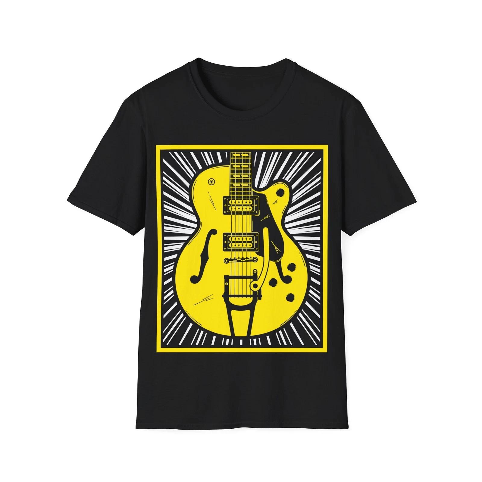 Retro Guitar T-Shirt, Guitarist Regular Fit Tee, Rock Music Fan Gift S