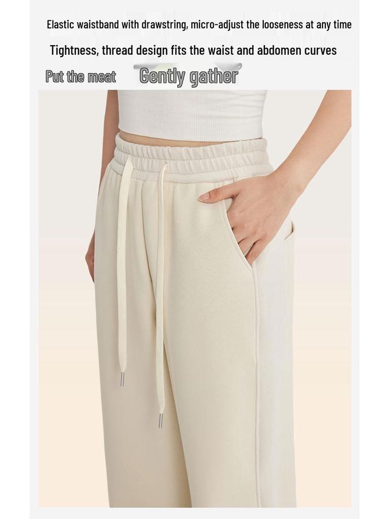 Women's Fleece-Lined Wide-Leg Sweatpants - Autumn/Winter Straight-Leg Casual Sportswear
