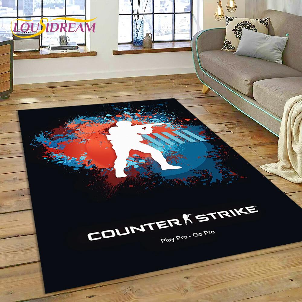 CS GO, Counter Strike Spiel Gamer HD Teppich für Wohnzimmer Schlafzimmer Dekoration, Bodenteppich rutschfeste Dekoration für Sofa Fußmatte Geschenk