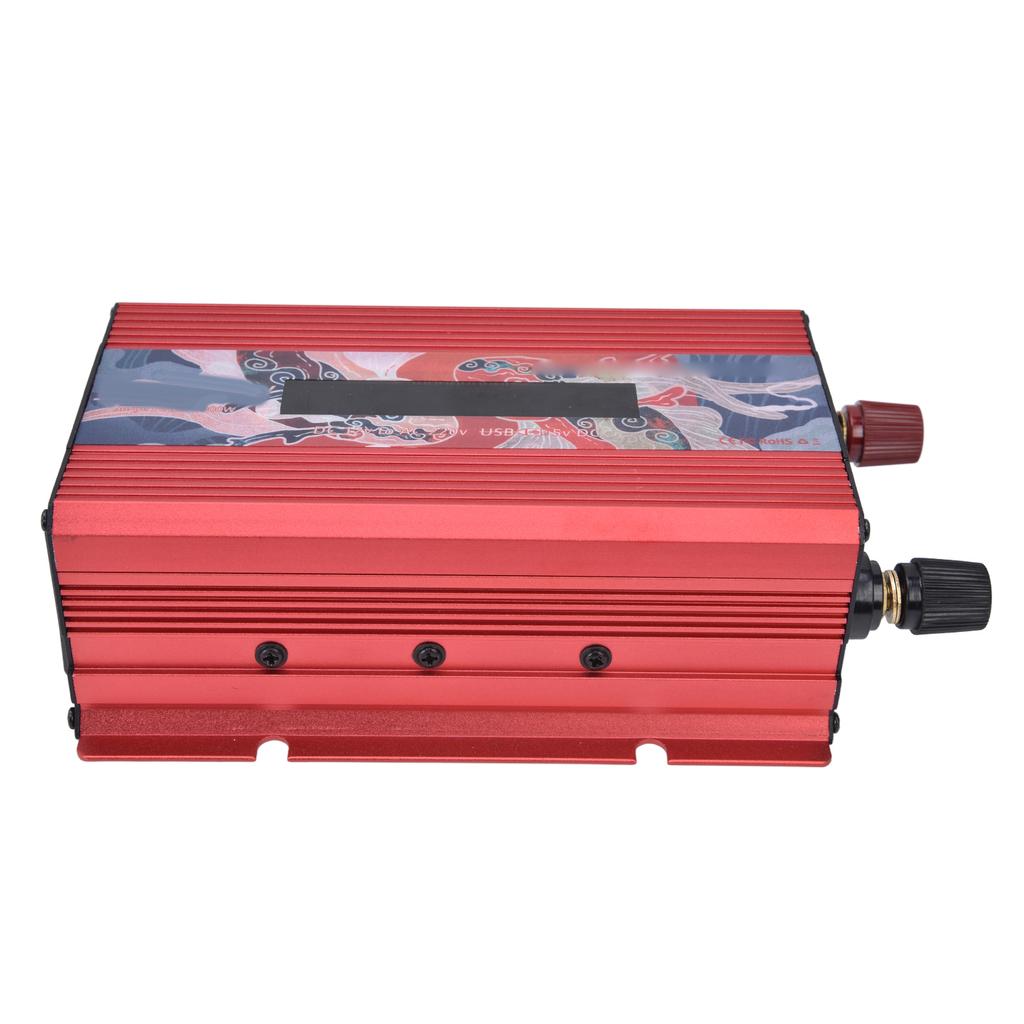 300W Smart Power Converter with Display Aluminium Alloy DC12V to AC220V Power Inverters Rouge