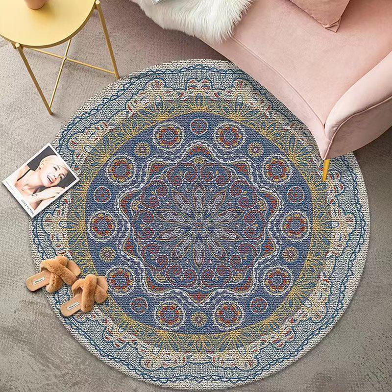Vintage Crystal Velvet Round Carpet - Large Area Living Room Coverage