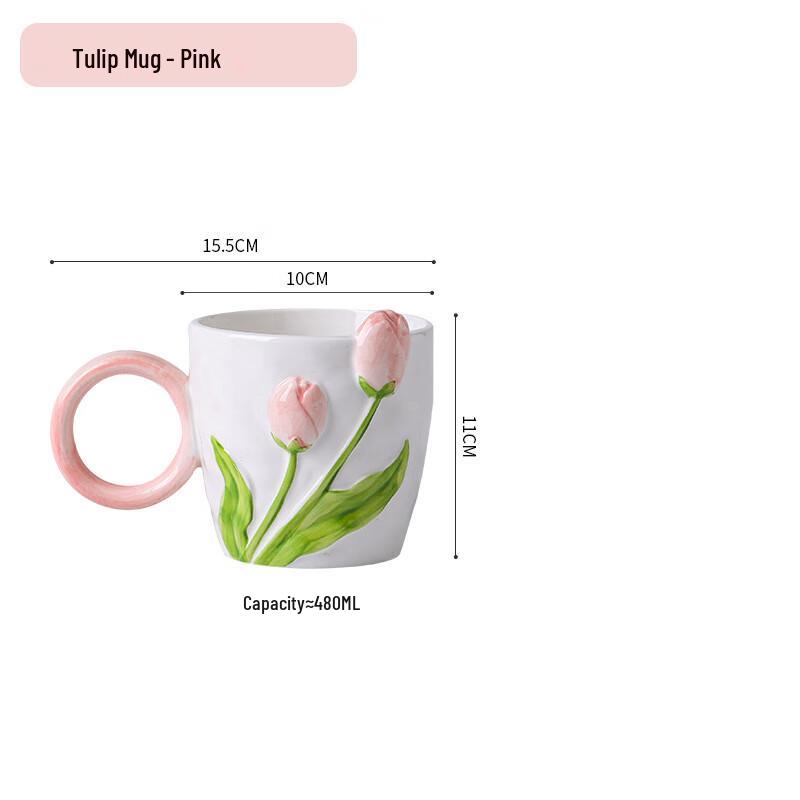 Tulip Design Ceramic Mug Set