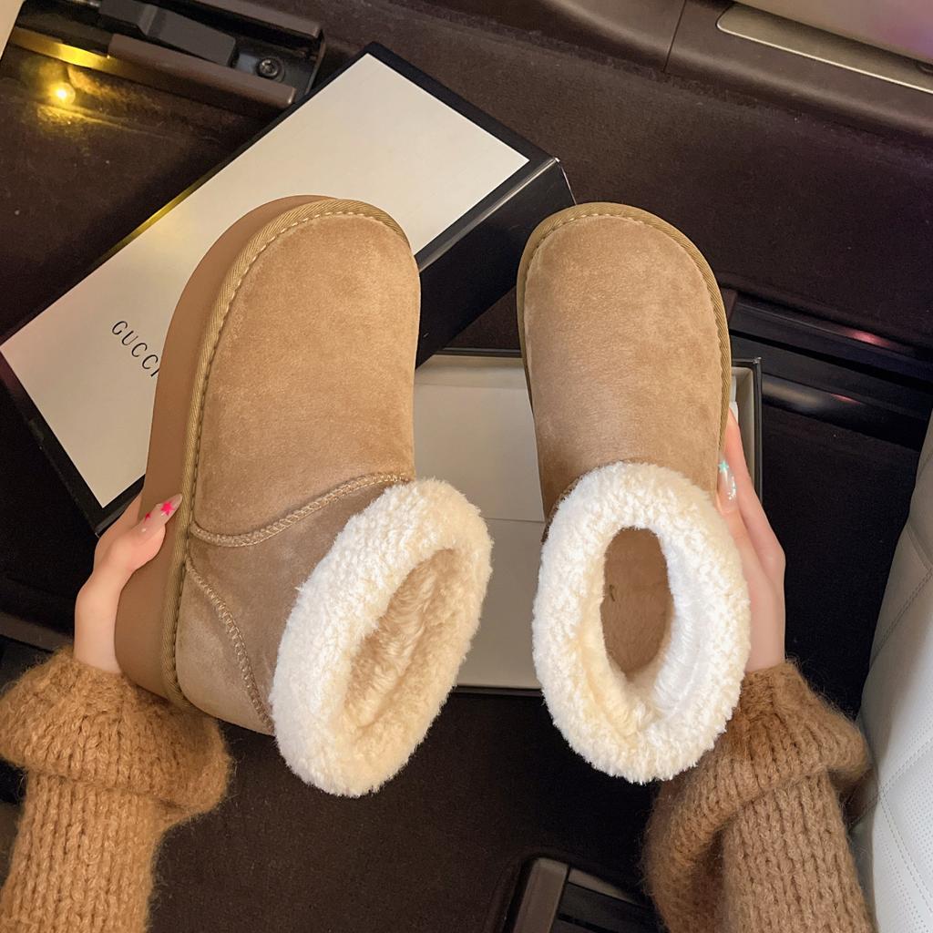 [Fanfna] Retro platform snow boots for women's 2025 autumn new velvet thickened warm wear-resistant non-slip cotton shoes