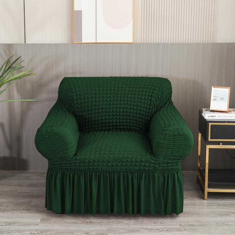 High Elastic Bubble Grid Sofa Cover 1/2/3/4 With Skirt Hem, All Season Universal Pet Anti Dirt Seersucker Sofa Cover