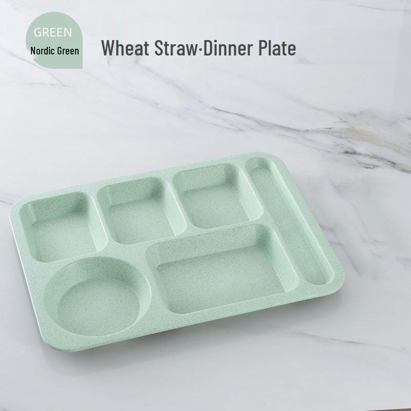 

Nordic Green Wheat Straw Divided Canteen Plate