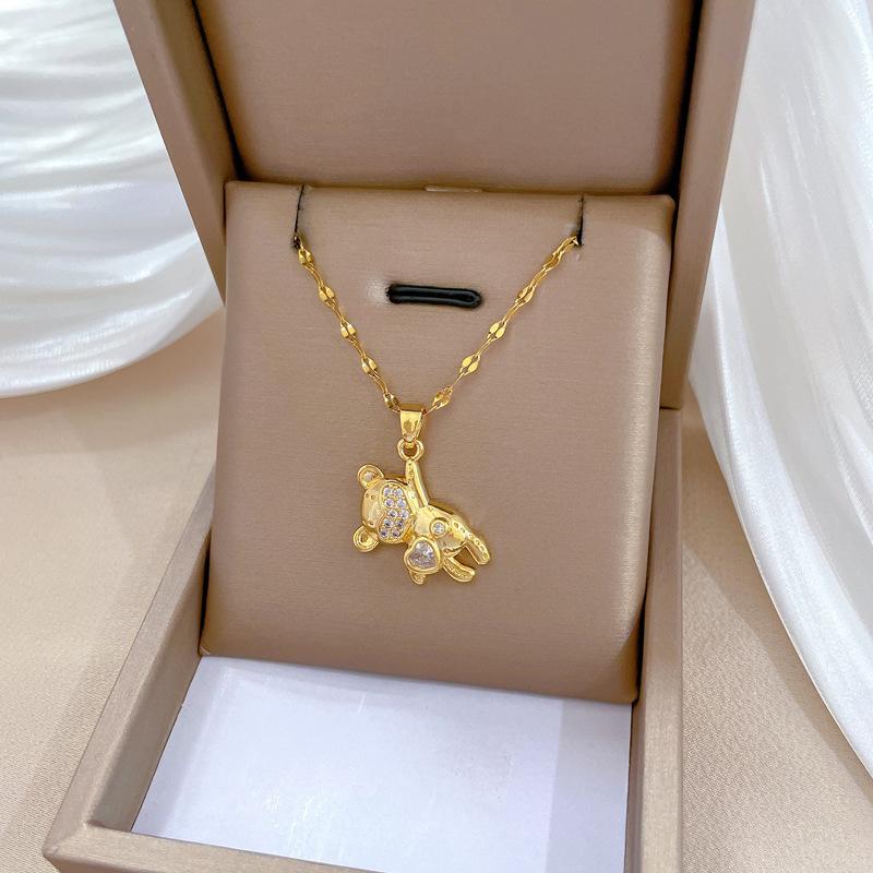 Náhrdelník Bear Heavy Industry Dámsky Medený Mikro-Inkrustovaný Pravým Zlatom Galvanicky Pokovovaný Jemná Kľúčna Kosť Retiazka Retiazka na Krk