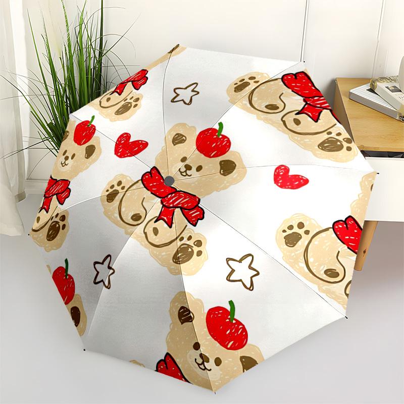 

1pc Bear Cherry Automatic Cute Umbrella 8-Bone Design Compact Gear for Outdoor Travel, Perfect Holiday Gift yy251230074