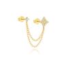 Factory  925 Sterling Silver Star Flower Double-layer Tassel Chain Stud Earrings Zircon Gold Plated Earrings for Women